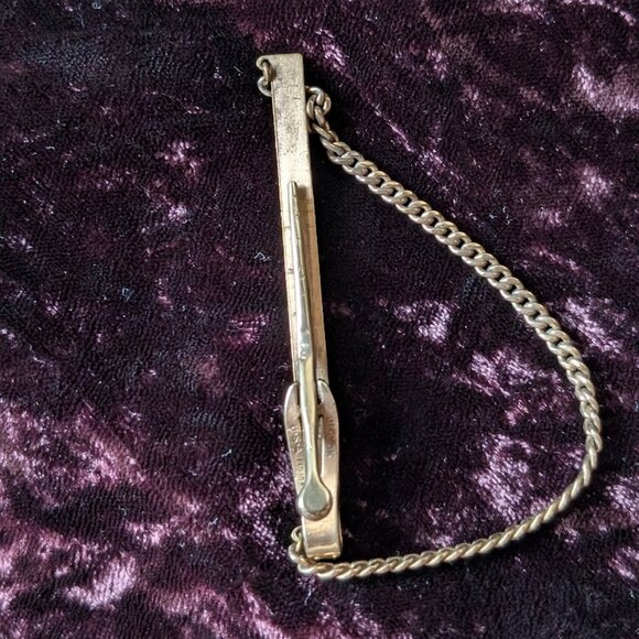 Classic Vintage HICKOK Tie Bar Clip - 10K Gold Plated with Chain, Excellent Gift - Picture 15 of 16